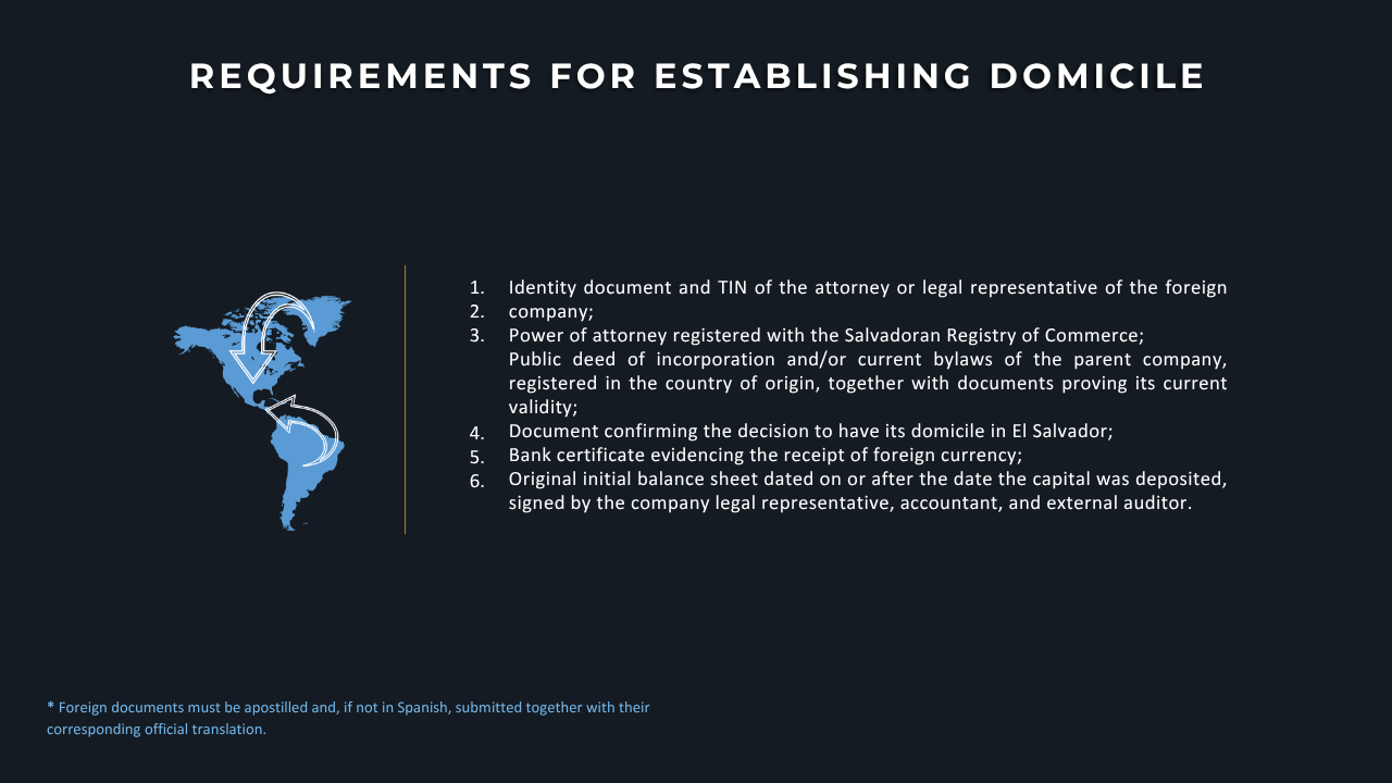 Requirements – domicile establishment