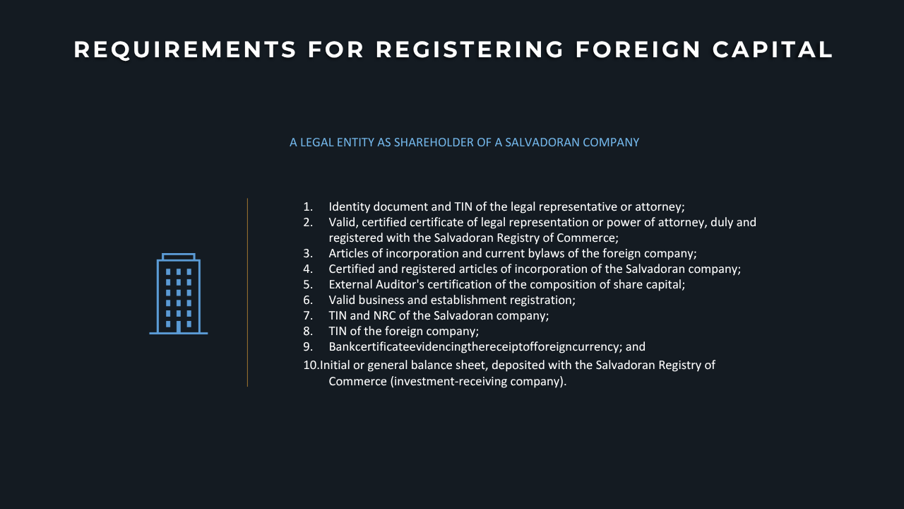 Requirements – foreign capital (legal entity)