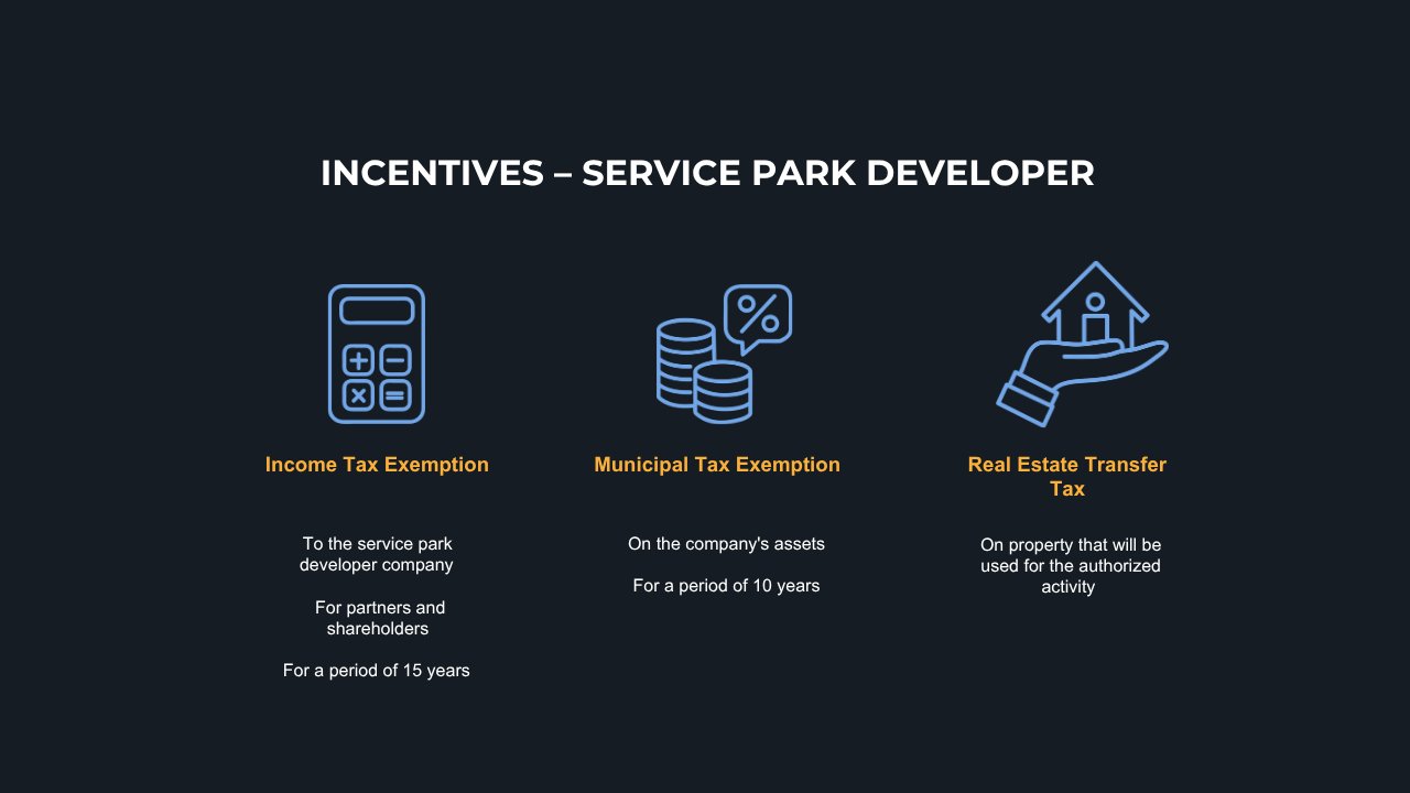 Incentives – service park developer